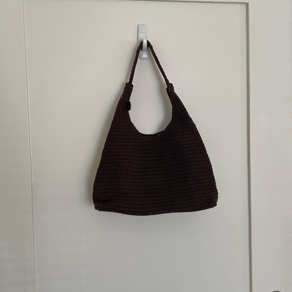 SAK Original Suede Crochet Patchwork Boho Hippie Retro Satchel - Picture 5 of 6